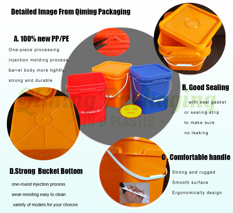 1-gallon Square Plastic Buckets - Qiming Packaging
