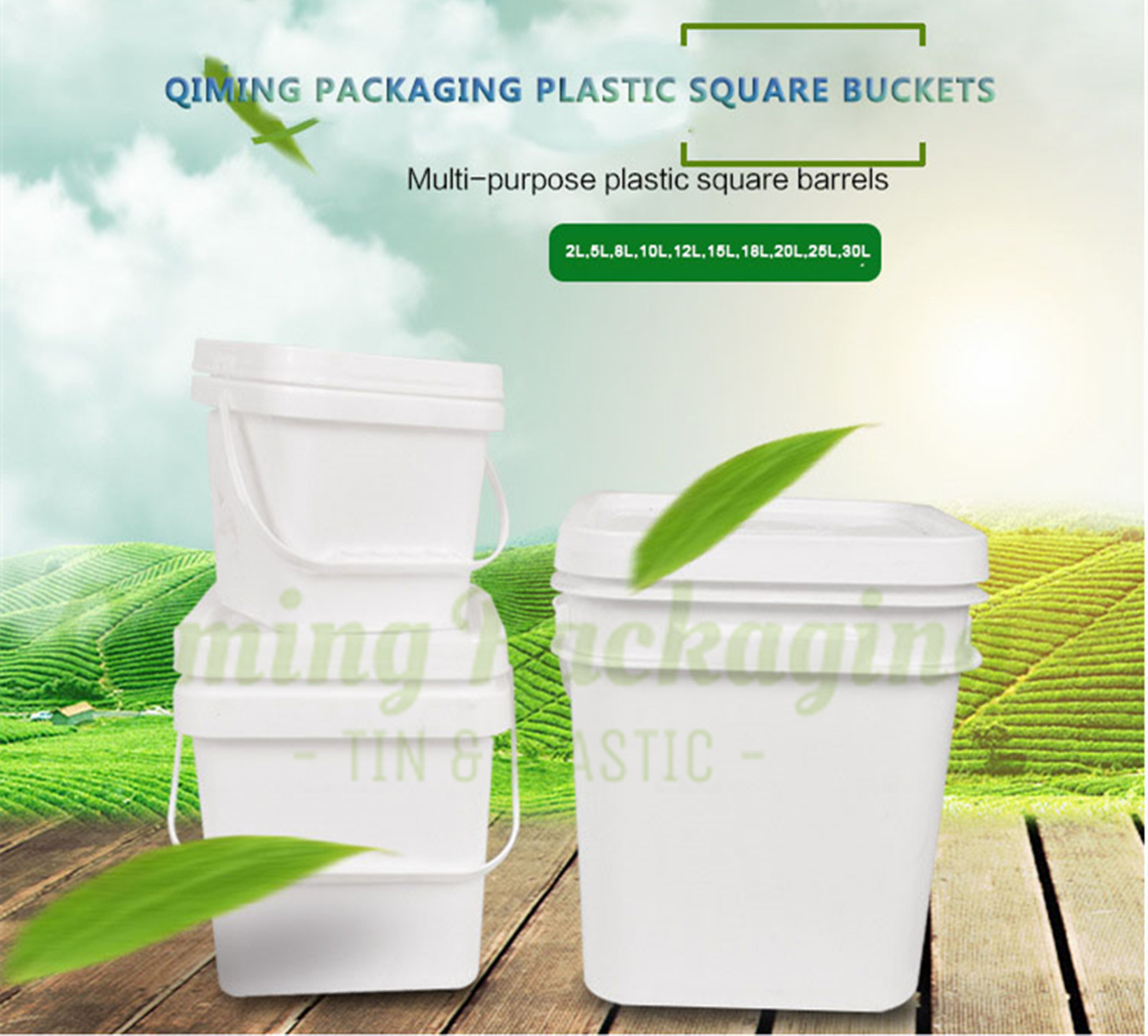 1-gallon Square Plastic Buckets - Qiming Packaging