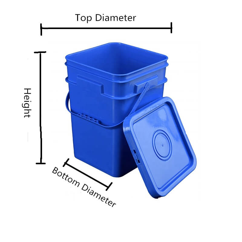 Square Plastic Bucket with Lid and Handle for Housekeeping